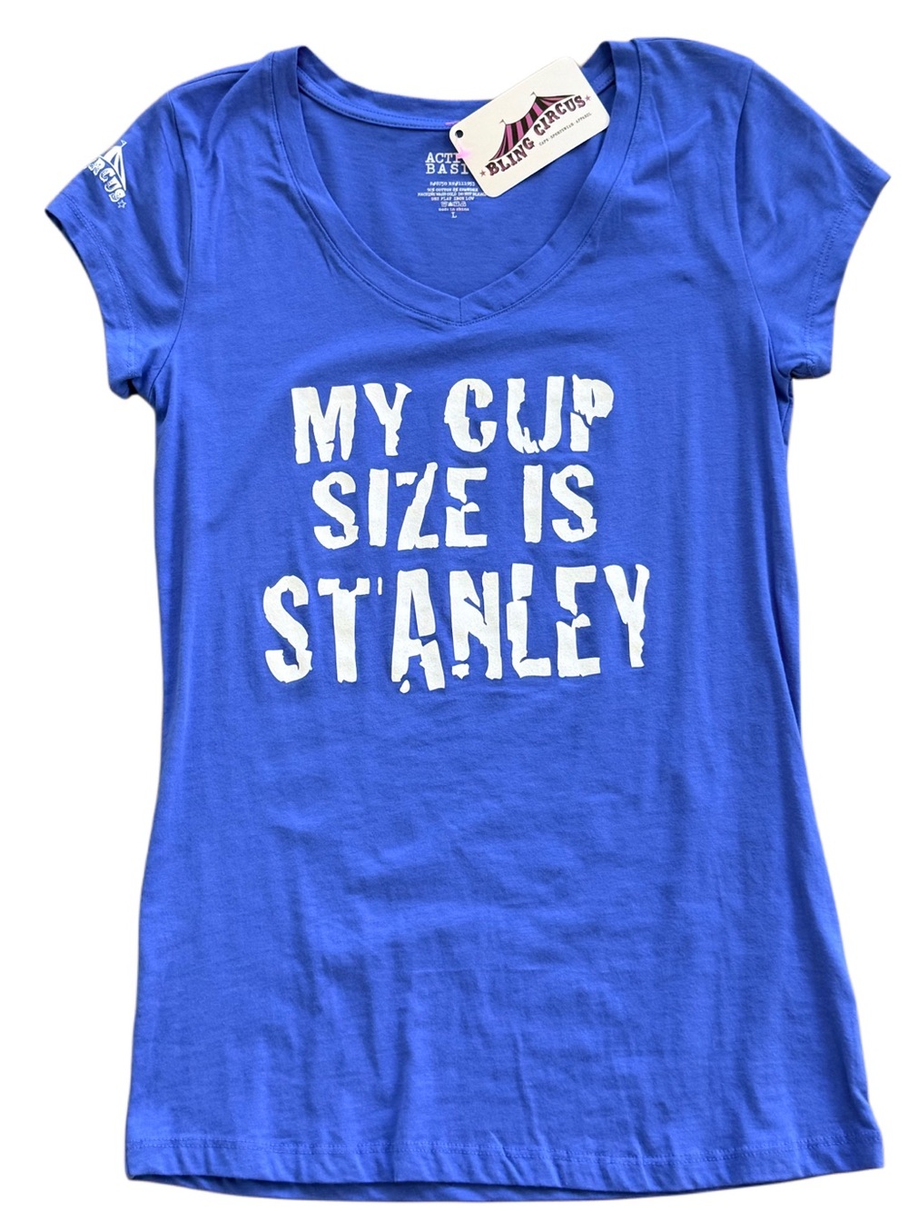 MY CUP SIZE IS STANLEY V-Neck Tee NWT! Sz L